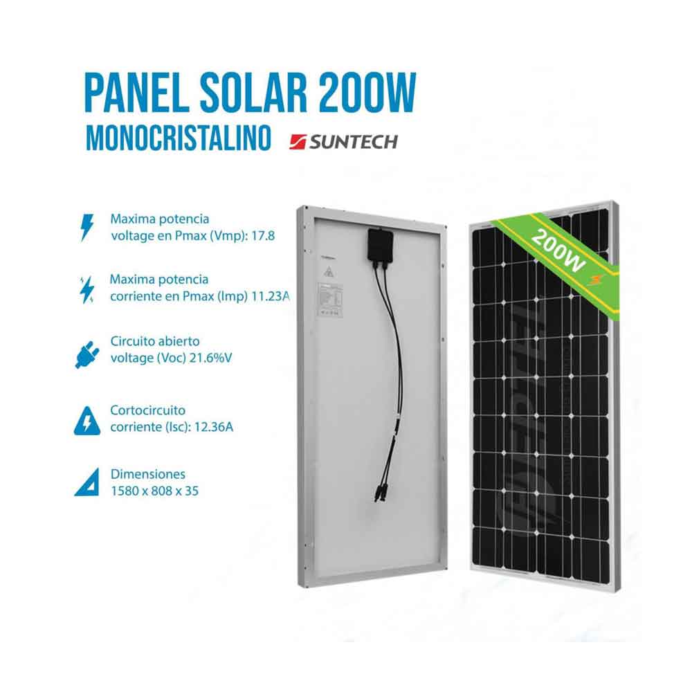 Panel solar 12V | 200W Monocristalino
