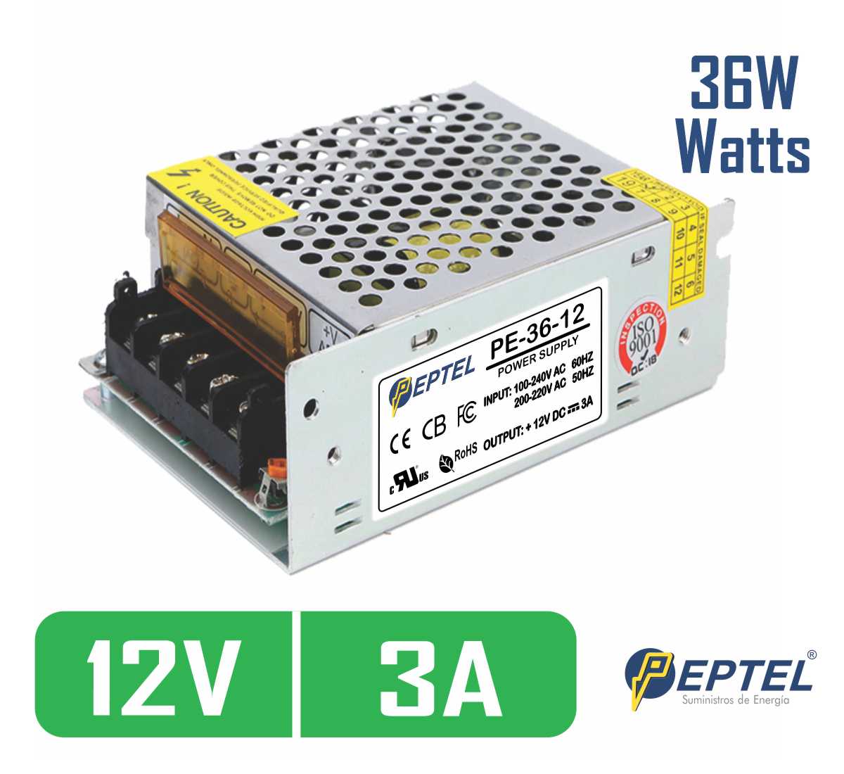 Fuente de poder switching 220V AC / 12V DC 3A 36W