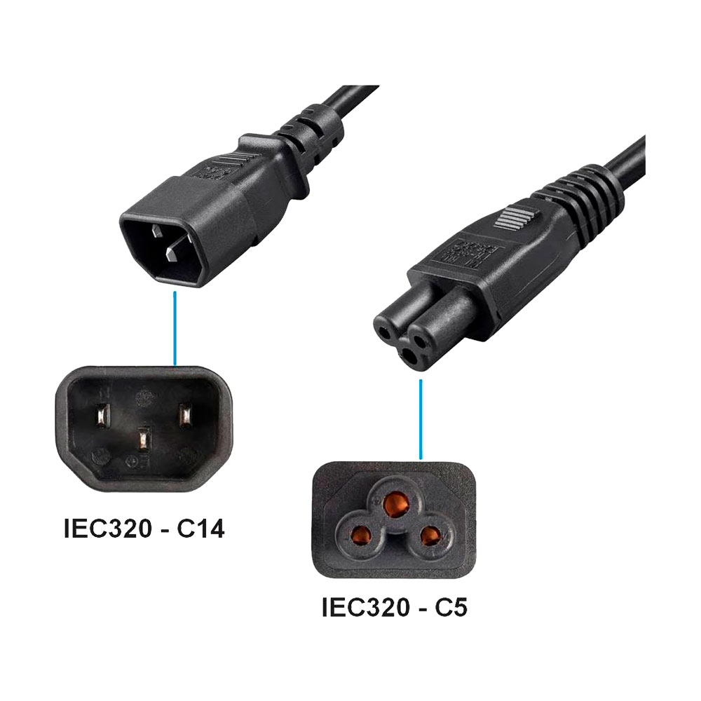 Cable de Poder IEC320 C14 a C5 de 1.80 metros – NETCOM