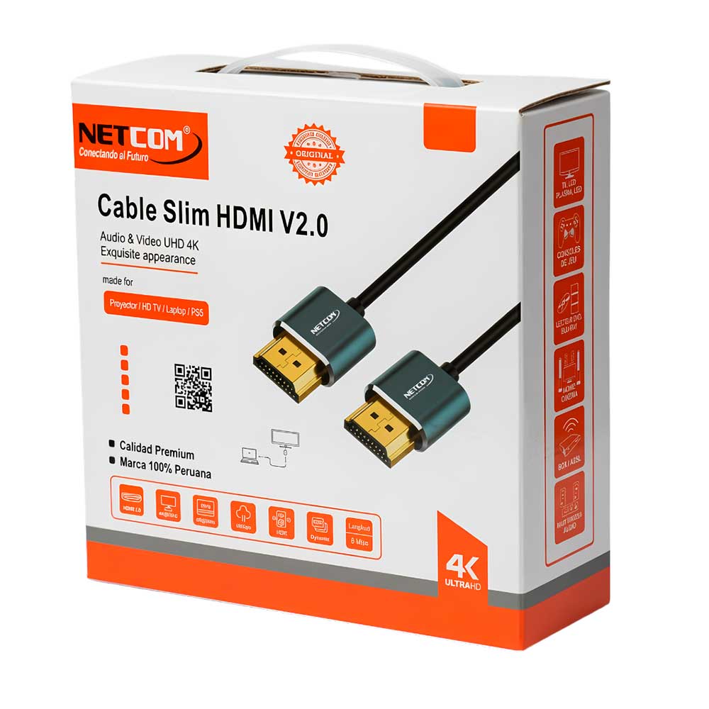Cable HDMI Slim 8 Metros 4K@60Hz V2.0